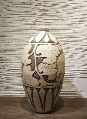 十境OTlife 白瓷刻花花器新中式家居客厅酒店样板间软装装饰摆件