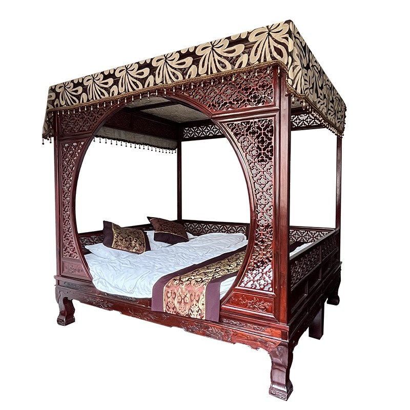 芸莎中式床盖仿古典风格双月洞拔步架子床满天星纱蚊帐整体款床幔