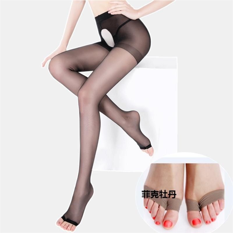 3条装】夏季大码开档露趾丝袜女薄款鱼嘴袜女夏漏脚趾袜子连裤袜