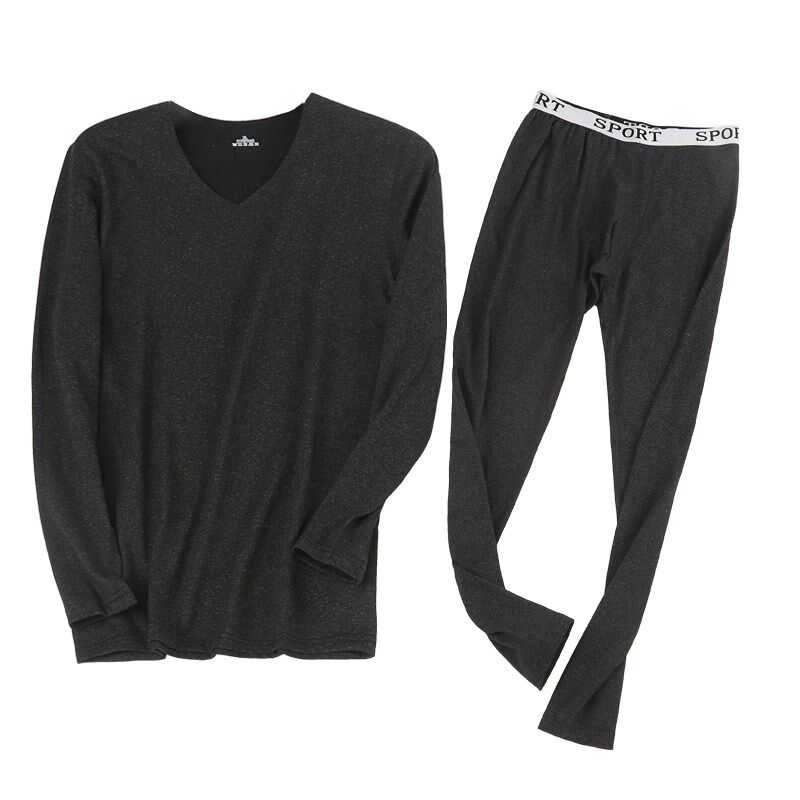 无痕保暖内衣套装男V领加绒加厚秋冬季修身长袖T恤秋衣秋裤两件套