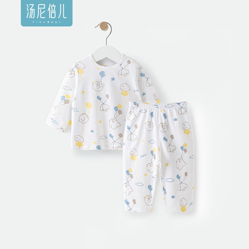 汤尼倍儿婴儿套装夏季长袖纯棉空调服宝宝两件套分体婴儿家居衣服