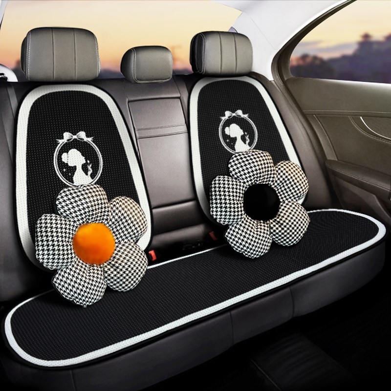 汽车座垫可爱卡通女防滑四季通用女士坐垫透气舒适车座椅套女神款