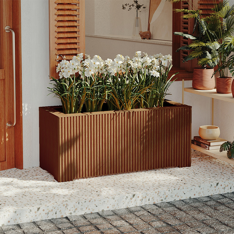 虹越室外防腐木花箱户外庭院长方形特大号种植槽室内阳台木头花盆