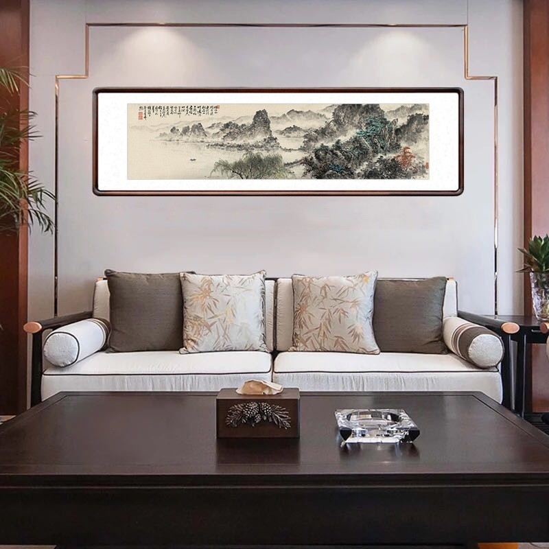 蔡景星借问西湖国画水墨山水画字画中式客厅装饰画办公室横幅挂画
