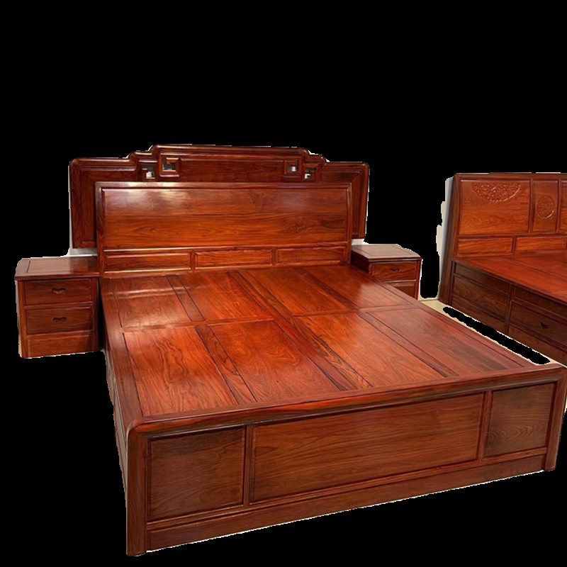 安达曼紫檀厚重1.5米实木床储物床中式双人床1.8米主卧婚床,住宅家具,红木床,淘宝优惠券,粉丝福利购,淘宝优惠卷