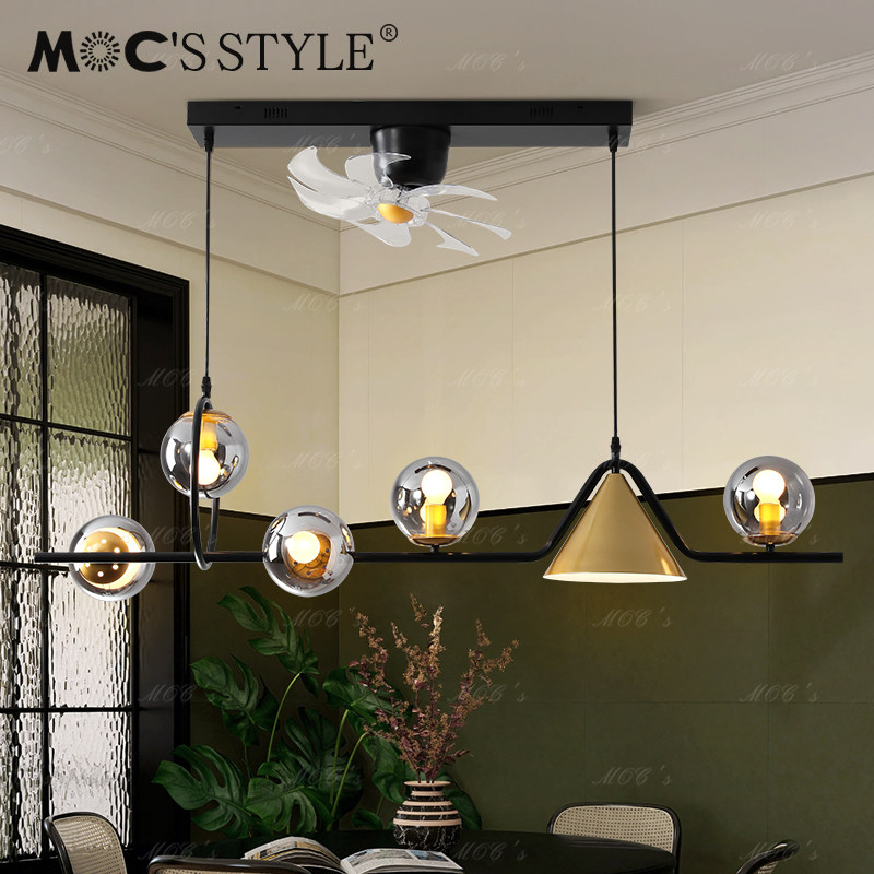 默川2024新款餐厅吊扇灯设计师高级感中古吊灯法式书房餐桌风扇灯,家装灯饰光源,餐厅吊灯,淘宝优惠券,粉丝福利购,淘宝优惠卷