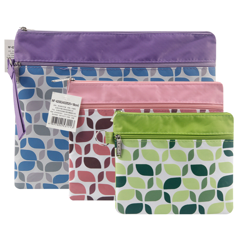 dumei渡美NF-623E文件袋男女 防水 双层A4拉链袋A5 时尚文具收纳