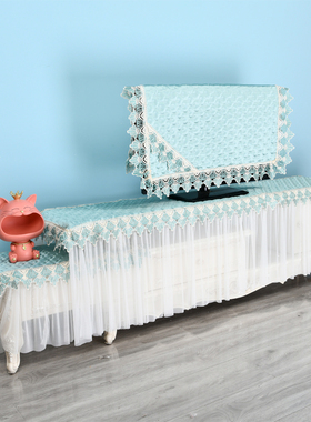 电视机盖布欧式电视柜防尘罩蕾丝粉色方形茶几紫色布艺桌布罩定做