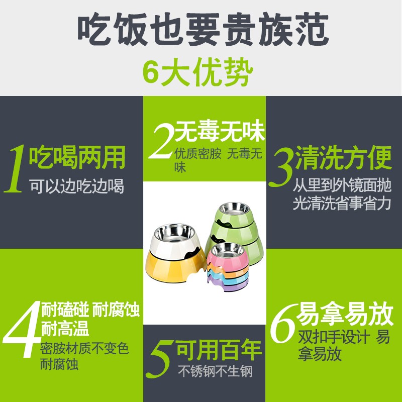 聚宠狗碗单碗不锈钢狗盆宠物猫碗喝水食盆防打翻防噎慢食狗狗饭碗
