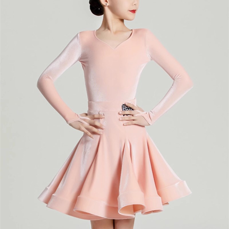 女童拉丁舞服秋冬比赛服装高级感冬季2023新款加绒儿童炫光绒赛服