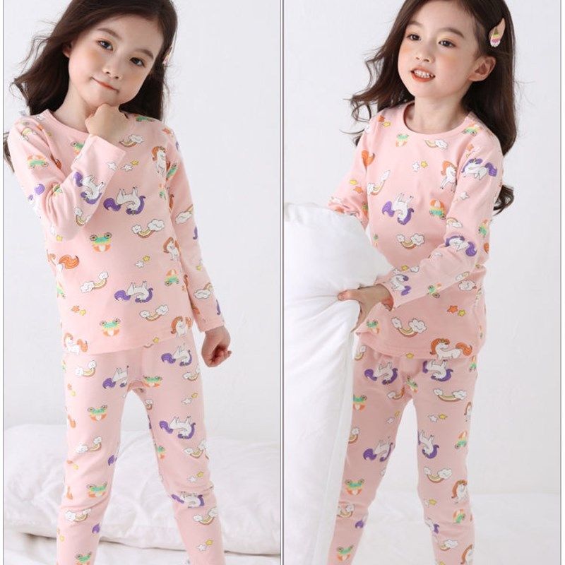 女童内衣套装女孩春秋纯棉男童女童保暖秋衣秋裤宝宝全棉线衣线裤