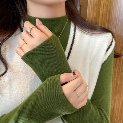 半高领针织打底衫女内搭2025秋季女装新款修身洋气毛衣长袖上衣
