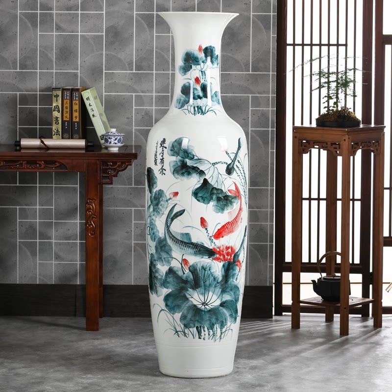 景德镇陶瓷器青花瓷落地大花瓶摆件酒店客厅装饰大号开业送礼特大