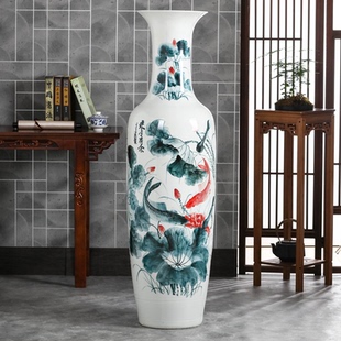 景德镇陶瓷器青花瓷落地大花瓶摆件酒店客厅装 饰大号开业送礼特大