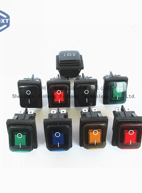船型开关6/4脚防水带灯3档KCD4/1/3圆形按钮银触点黑蓝黄红绿色铜
