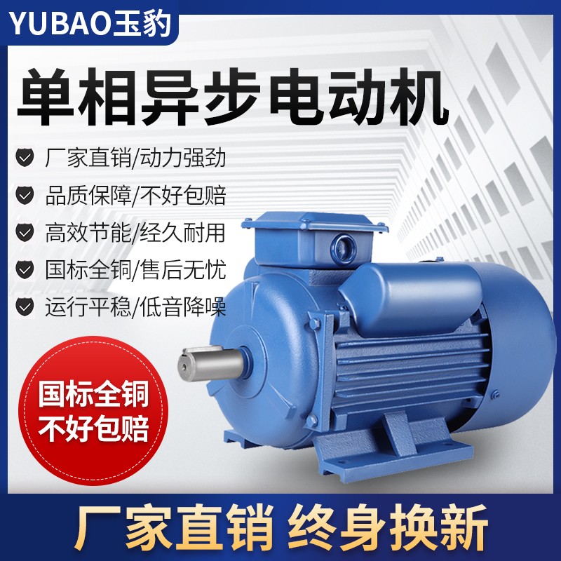 单相电机220V小型两相0.75/1.1/1D.5/2.2/3KW高速全铜线异步电动
