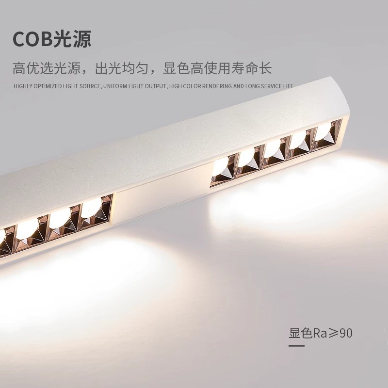 明装智能射灯全光谱无主灯客厅防眩超薄筒灯吸顶led斗胆灯格栅灯