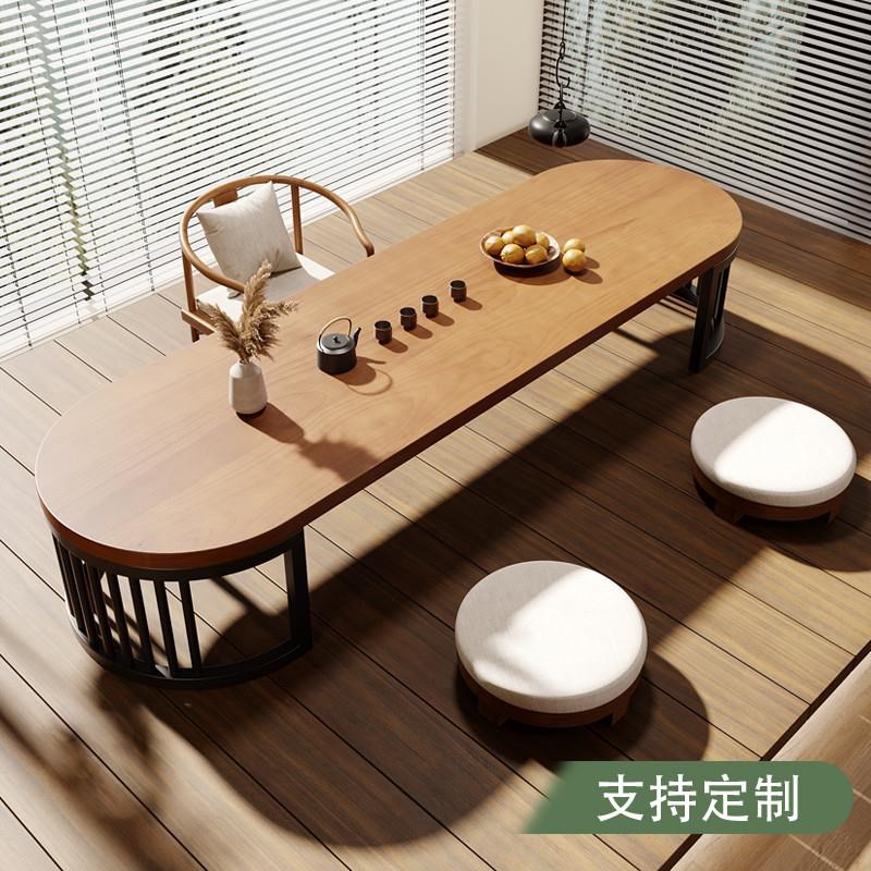 实木榻榻米茶桌飘窗茶几日式茶台禅意矮茶桌原木茶桌简约民宿炕桌