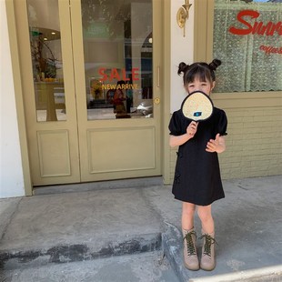 女童旗袍裙夏季2022洋气中国风女宝宝汉服裙子薄款儿童时尚小黑裙