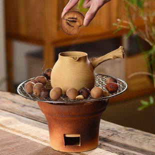 围炉煮茶家用室内炭火煮茶器煮茶电炉侧把煮茶壶茶具套装 成竹中式