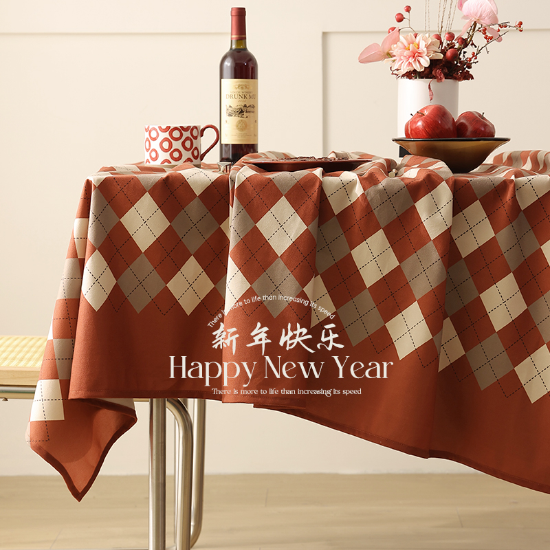 新年红色桌布结婚餐桌布茶几布艺桌布高级感春节桌布轻奢茶台圆桌