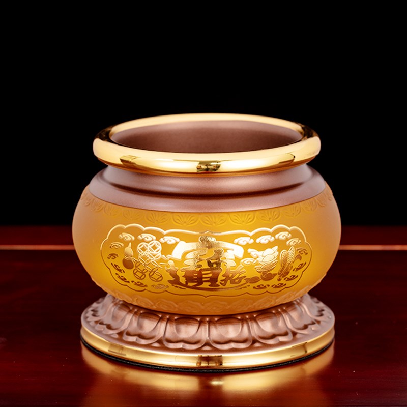 佛具仿琉璃香炉家用供佛佛字贴花室内佛台大号莲花供佛上香礼佛