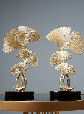 北欧轻奢摆件银杏树叶软装饰品鹿套装客厅玄关样板房摆设乔迁新居