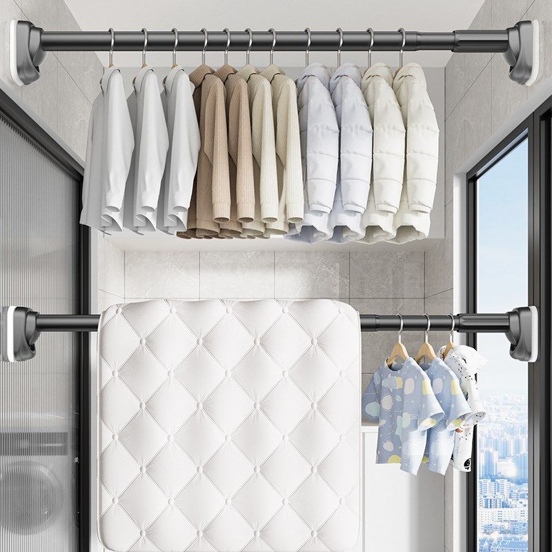 晾衣杆伸缩免打孔阳台卫生间晾衣架窗帘杆衣柜撑杆室内墙上挂衣杆,家庭/个人清洁工具,浴帘杆,淘宝优惠券,粉丝福利购,淘宝优惠卷