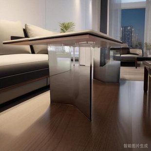 亚克力桌腿支架定制透明渐变V型T型餐桌脚岩板岛台吧台可带万向轮