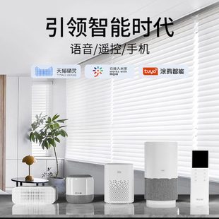 高端智能电动免接电百叶卷帘窗帘铝合金全遮光客厅卧室 2024年新款