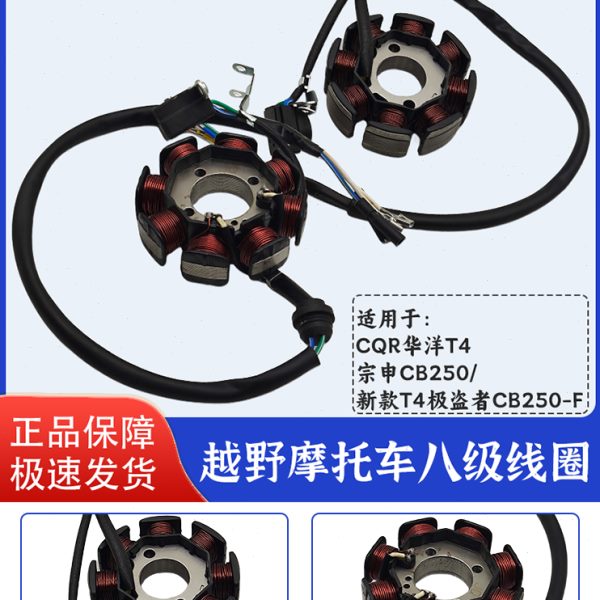 CQR华洋卒玛白板机CB250 新款T4极盗者3宗申大头机CB250F磁钢线圈