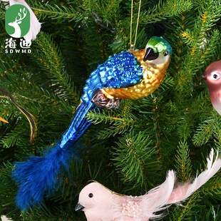 饰品玻璃彩绘小鸟创意吊饰圣诞树场景布置动物挂件节日礼物 圣诞装