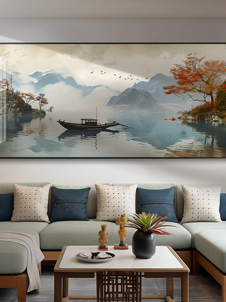 家和万事兴客厅挂画中堂沙发背景墙壁画字画新中式大气山水装饰画