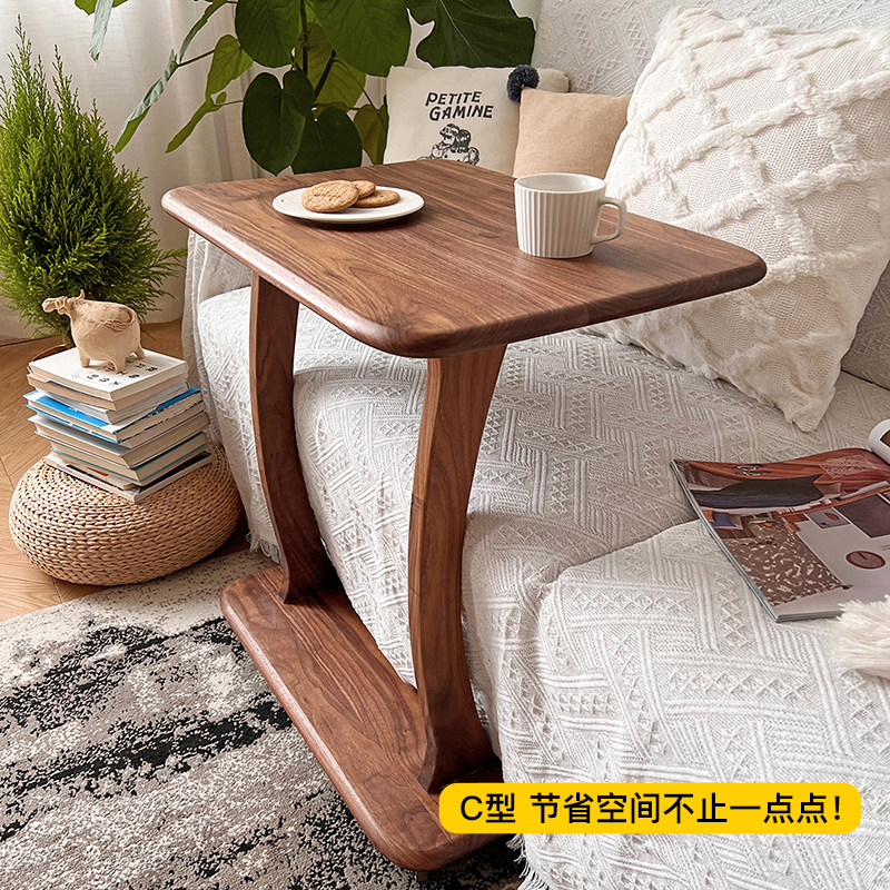 桃实木沙发边几带轮小茶几 型桌子卧室床边桌阳台茶桌