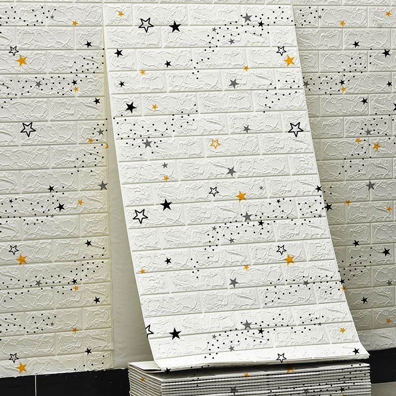 墙纸自粘卧室温馨网红背景墙装饰壁纸防水防潮翻新3D立体墙贴泡沫