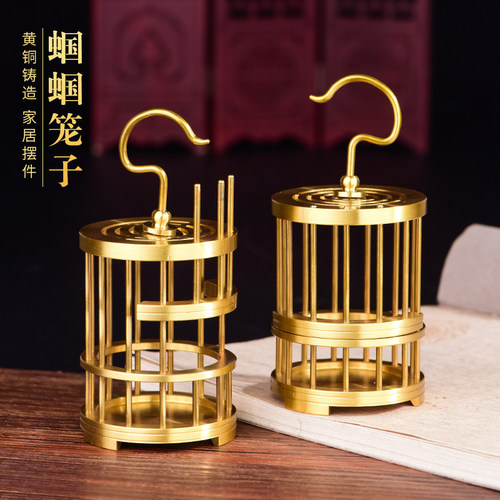 黄铜蝈蝈子精品铜小型鸟子挂钩宠物蟋蟀鸣虫子铜