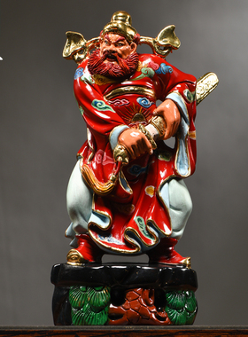彩绘实木雕刻天师福神钟馗神像新居客厅店铺