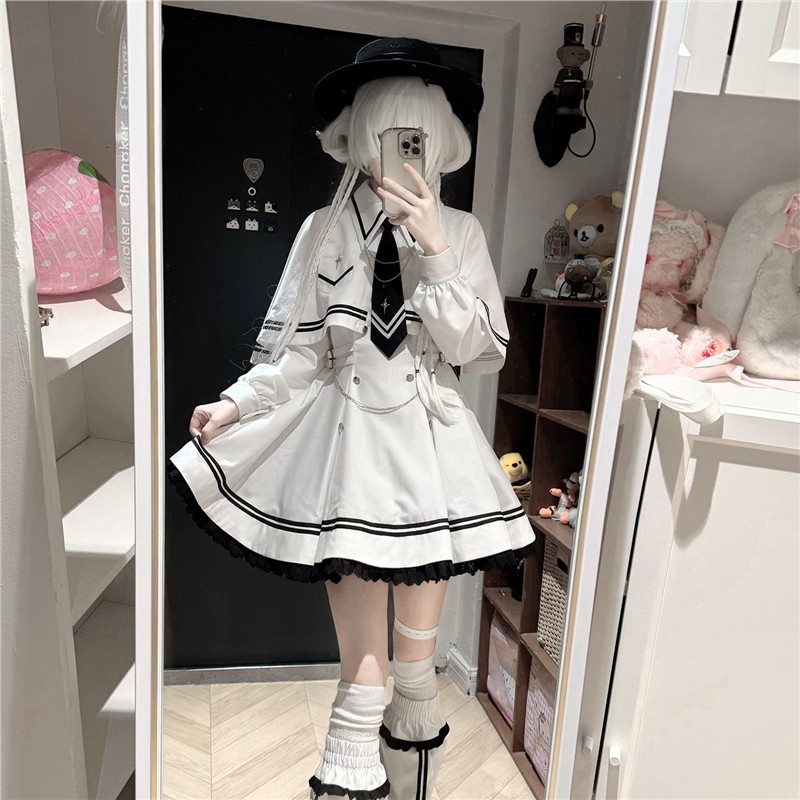 星芒指令连衣裙四件套甜酷风水手服蕾系风裙子斗篷腿套