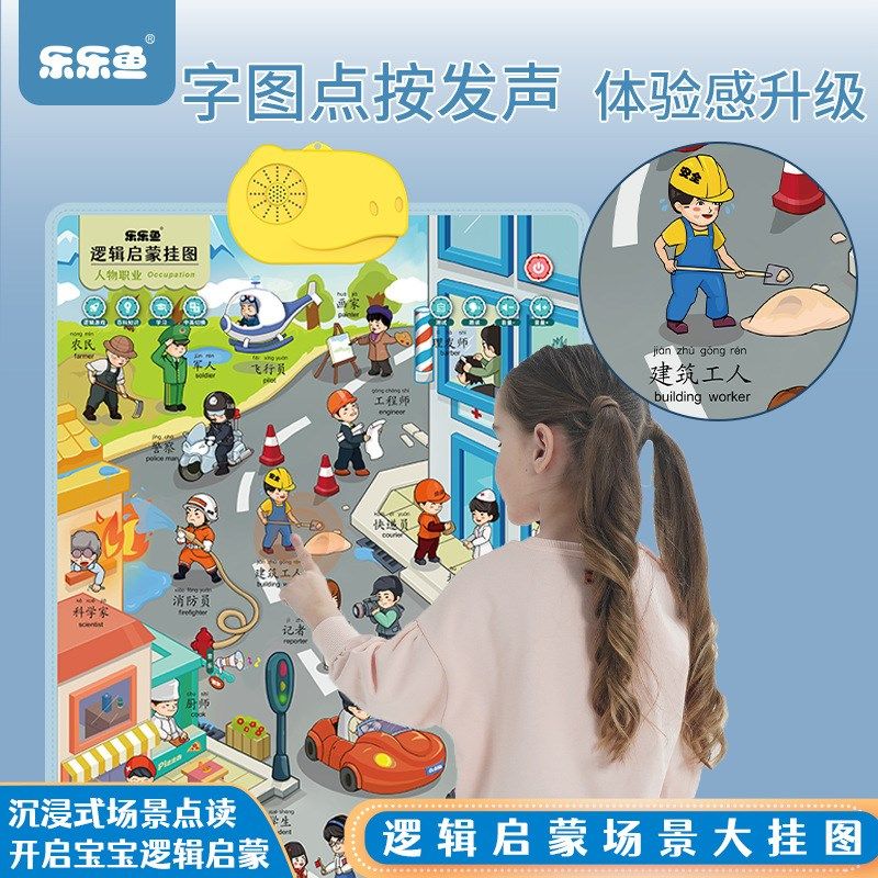 乐乐鱼早教声挂图儿童宝宝点读场景益智发声逻辑启蒙挂墙画