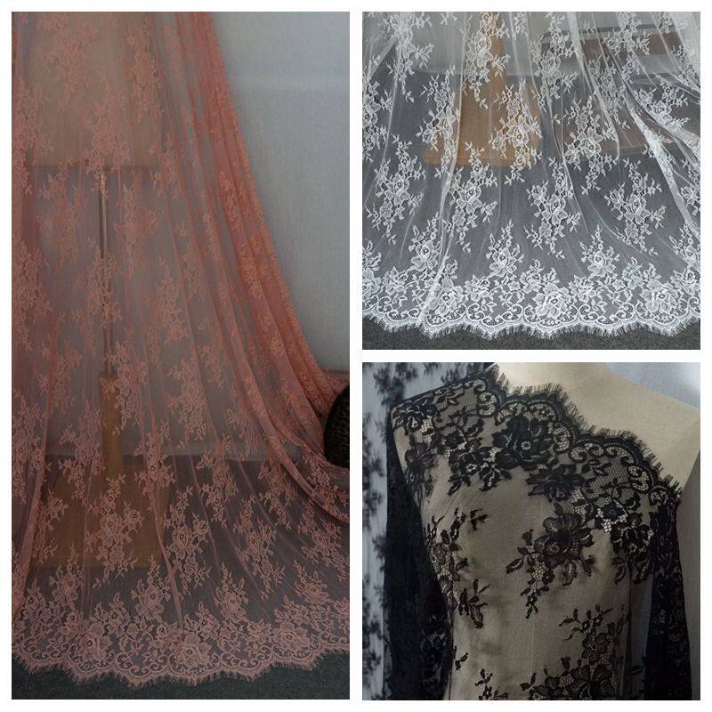 出口优质轻柔亲肤睫毛蕾丝边面料 服婚纱礼服辅料家居纱帘