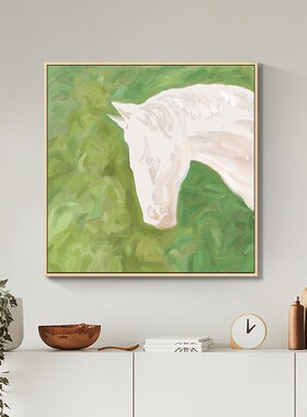 鳟鱼 签约艺术家千山古 饭厅马饰画入户进门画客厅白马挂画
