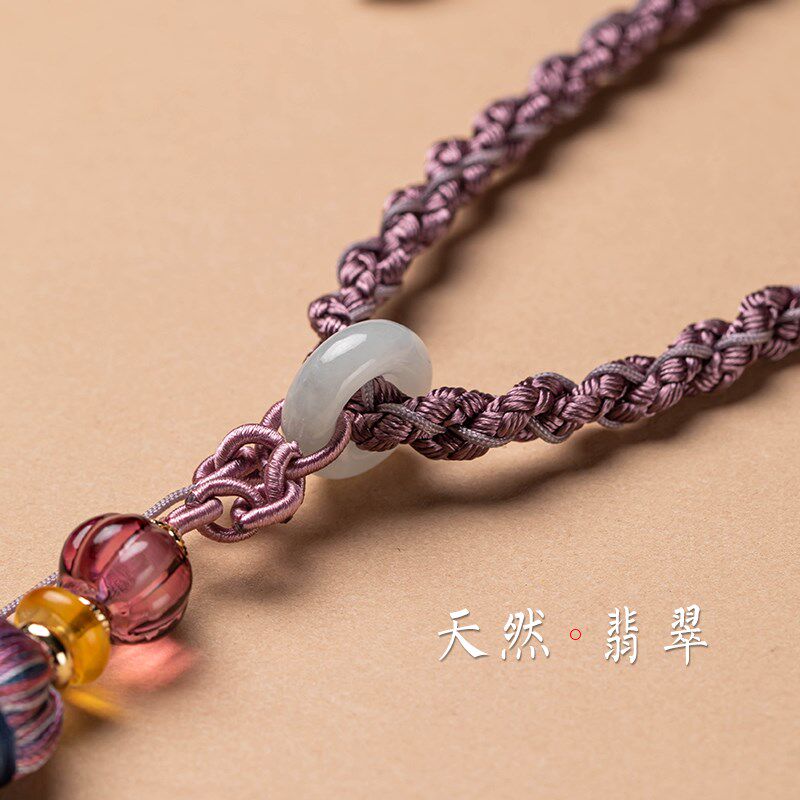 素后视镜手工编织挂件绳翡翠平安扣流苏穗子吊坠绳