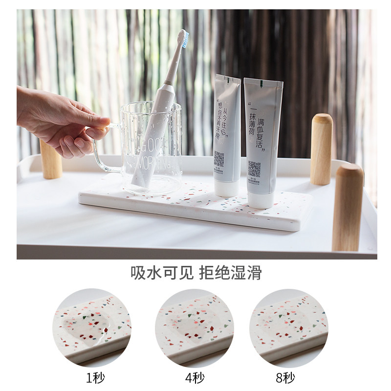 硅藻土速干垫浴室洗漱垫吸水皂架硅藻泥水磨石牙刷杯放置垫