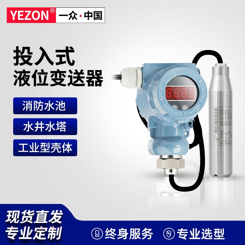 一众投入式液位传感器4-20mA带显示水位计水箱探头静压数显液位计
