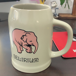 比利时小粉象啤酒杯陶瓷大扎啤杯子广告礼品杯酒吧定制