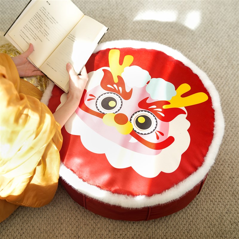 龙年坐墩新年日红色氛围感多用圆形坐垫懒沙发客厅墩子