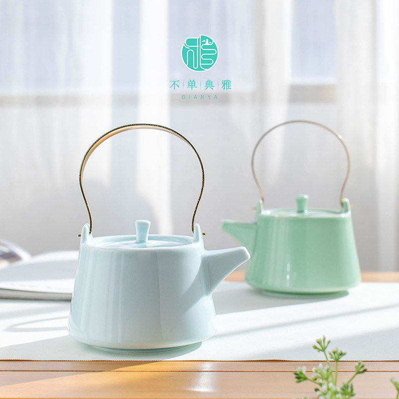 单典雅新现代泡茶提梁壶功夫茶壶防烫过青瓷壶