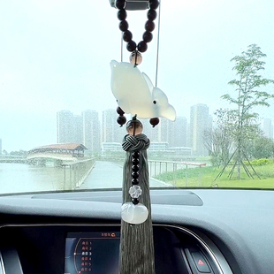 车内吊饰女车上装 饰品玉石后视镜挂饰海豚车载吊坠男