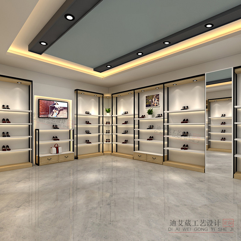 商场鞋店鞋架展示架落地陈列架带灯男女童鞋包架