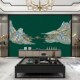 言绣端独绣刺绣山水千里江山电视沙发背景墙壁布墙布新